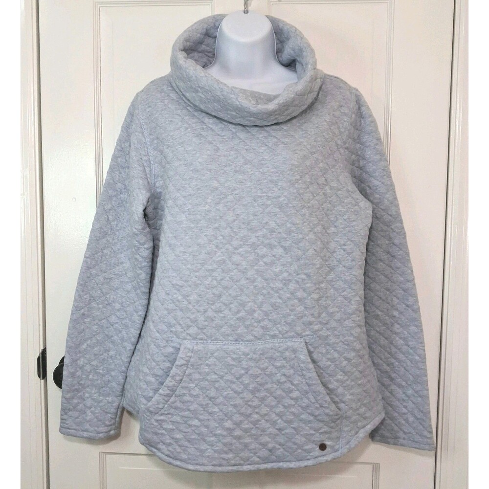 ​Orvis Women's Medium Quilted Cowl Neck Pullover Sweatshirt Heather Blue Pocket